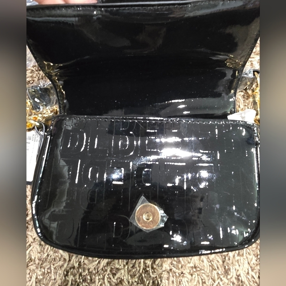 bebe Alexandra Patent Small Shoulder Bag Black NWT - Picture 4 of 6